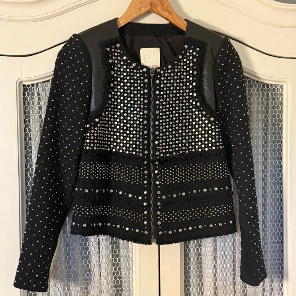 Rebecca Taylor Black Studded Tweed Jacket Women’s Size 4